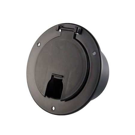 Superior Electric Deluxe Round Electric Cable Hatch with Back for 30A & 50A Cords - Black RVA1569